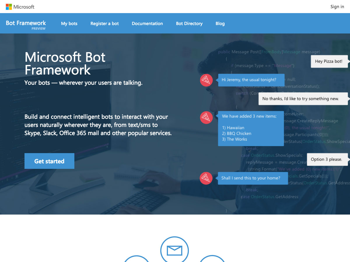 وب سایت Microsoft Bot Framework